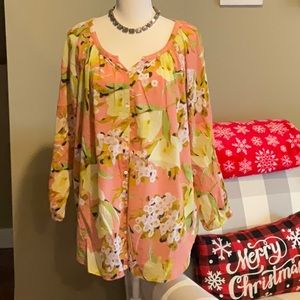 Chaps Long Sleeve Gauze Top